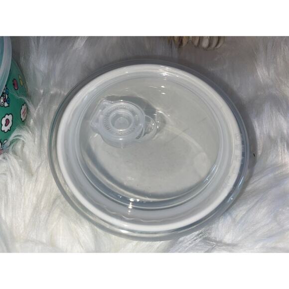 HTF Hello Kitty Set of 2 Ceramic Food Storage Bowls Vented Lid Pastel Apples SML - Picture 5 of 8